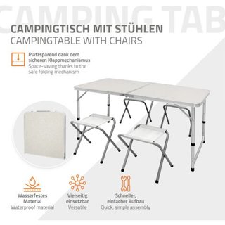 Mesa Plegable Aluminio + 4 Taburetes
