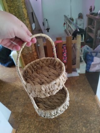 Cesta de mimbre de 2 pisos