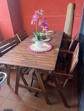 Mesa IKEA exterior madera 153x73.
