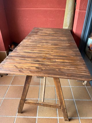 Mesa IKEA exterior madera 153x73.