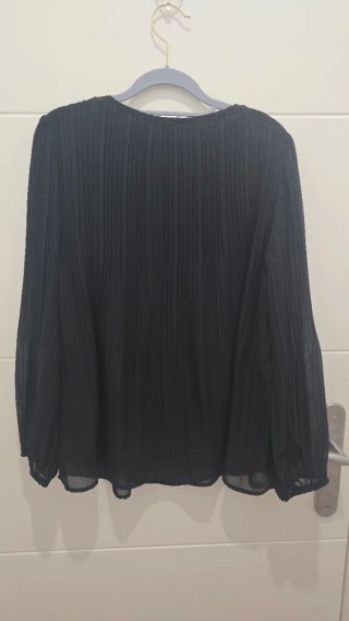 Blusa Cortefiel Negra Plisada Talla M