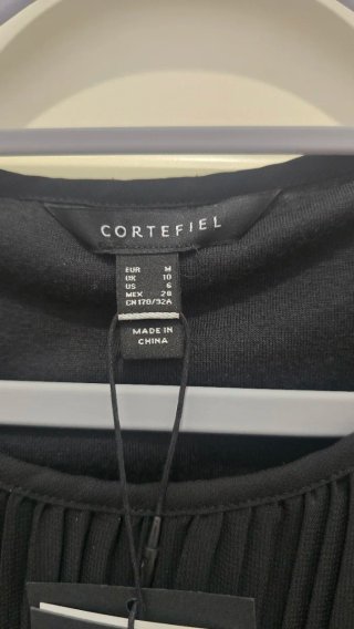 Blusa Cortefiel Negra Plisada Talla M