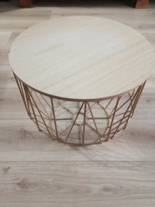 Mesita auxiliar redonda metal y madera