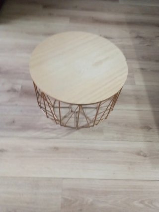 Mesita auxiliar redonda metal y madera
