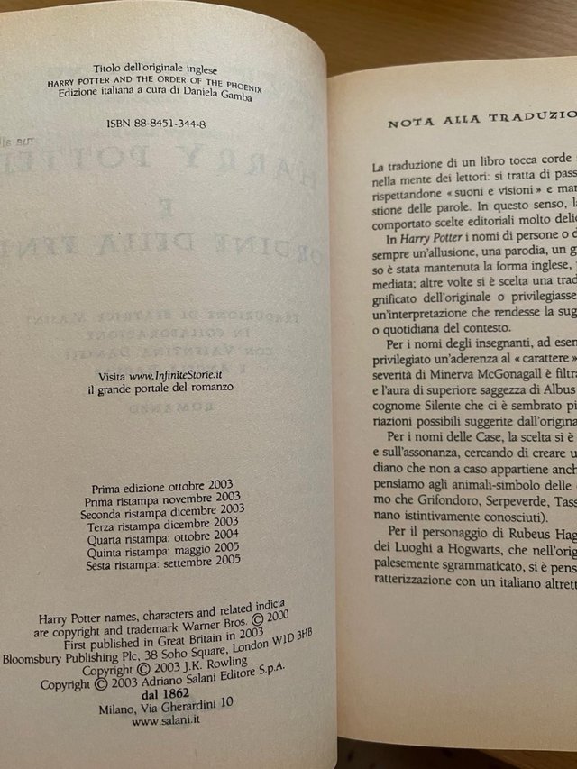 Harry Potter e l’ordine della fenice Salani 2005