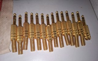 14 Connettori Jack Audio Dorati 6.35mm