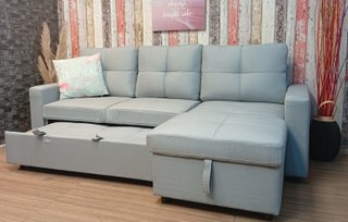 Sofá Cama,`PAU` Terciopelo, Gris, Cómodo. ¡Oferta!