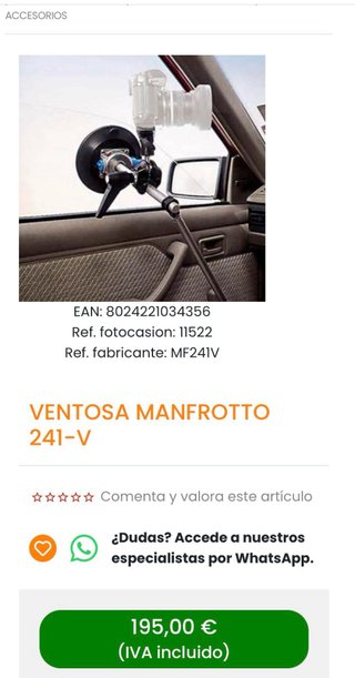 Ventosa Manfrotto 241-V Fotografía/Video