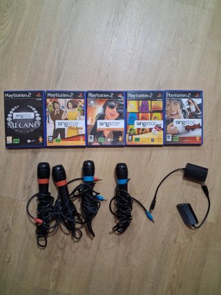 Lote 4 micros Singstar + 5 juegos PS2