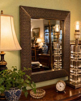Espejo decorativo marco metal dorado