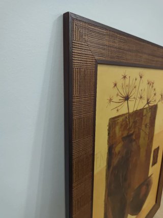 Cuadro decorativo floral beige y marrón