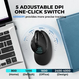 DELUX Seeker Ratón Ergonómico Vertical Inalámbrico