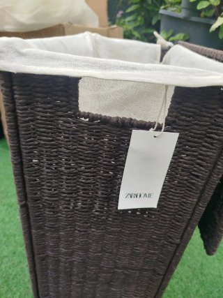 Cesto con asas plegale Zara Home Mimbre y Tela