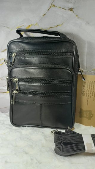Bolso Piel Negro Hombre Bandolera Auténtico