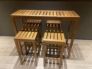 Mesa alta y 4 sillas de madera exterior Ikea