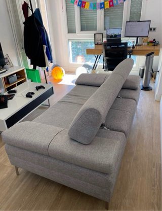 Sofá cama gris tela