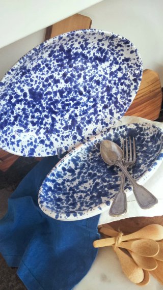 Piatto ovale Macchie Blu vintage Italy