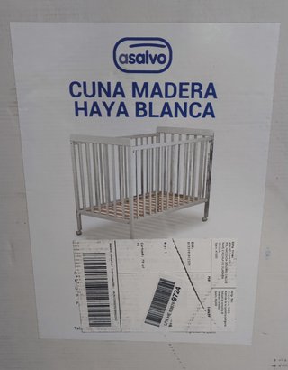 Asalvo Cuna de madera, 120 x 60 cm, color Blanco