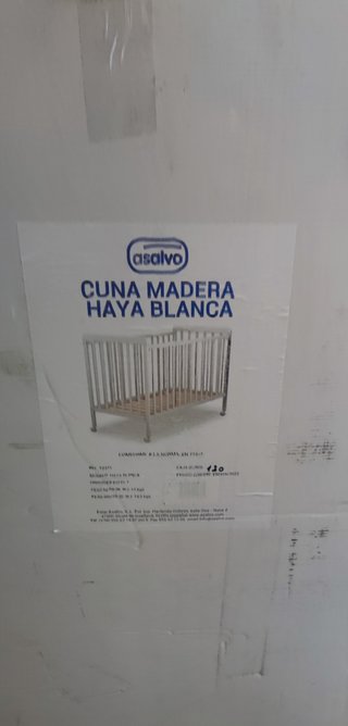 Asalvo Cuna de madera, 120 x 60 cm, color Blanco