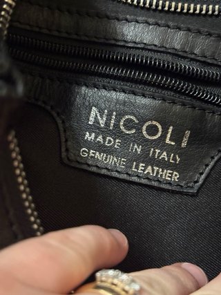 Borsa Nicoli pelle e cavallino viola e nera