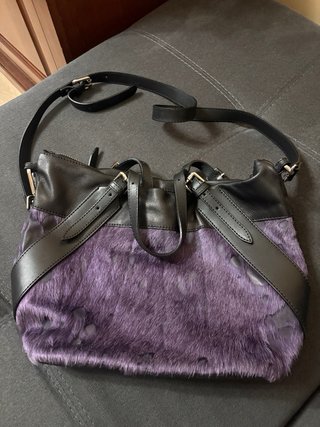 Borsa Nicoli pelle e cavallino viola e nera