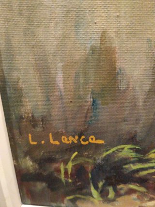 Cuadro óleo rural asturiano firmado L. Lanca