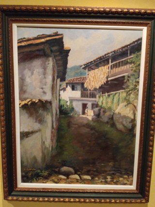 Cuadro óleo rural asturiano firmado L. Lanca