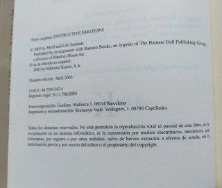 1* edición. Emociones destructivas. Daniel Goleman