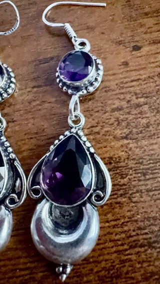 Pendientes Plata 925 Amatistas Naturales