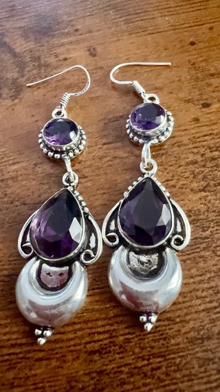 Pendientes Plata 925 Amatistas Naturales