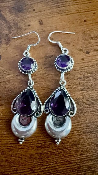 Pendientes Plata 925 Amatistas Naturales