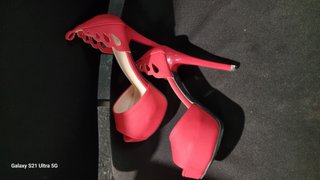 Zapatos de tacón rojos con plataforma talla 37