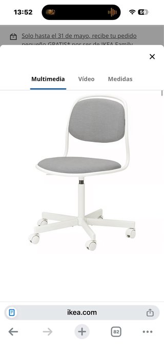 Silla giratoria de escritorio blanca