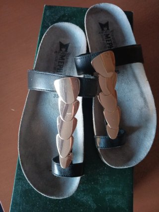 Sandalias Mephisto Piel Negro/Oro Talla 35