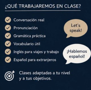 Clases de inglés y español online y presencial.