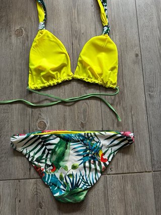 Bikini estampado tropical push up talla L