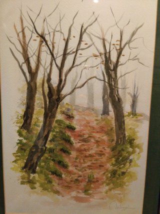 Acuarela original paisaje bosque firmada 77x57