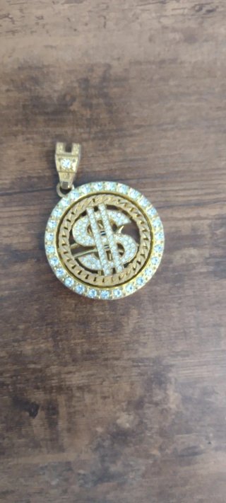 Ciondolo Dollaro Oro con Cristalli