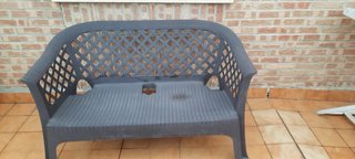 Juego 2 sillones terraza plástico gris + sofá