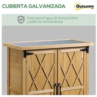Armario Jardín 4 Estantes Techo Galvanizado 90cm