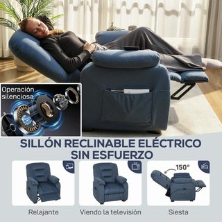 Sillón Relax Eléctrico Reclinable Memoria Azul
