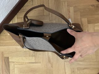 Bolso Tote Calvin Klein Monogram Marrón Beige