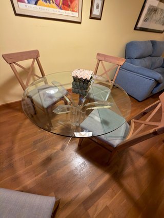 Mesa comedor cristal redonda