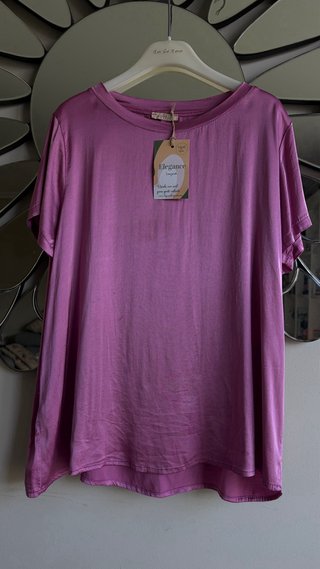 Blusa rosa cuello redondo manga corta “Elegamce”