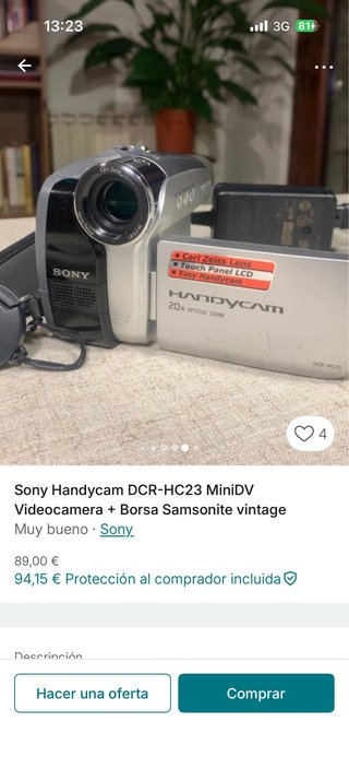 Videocámara Sony Handycam Plata