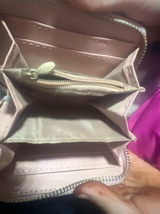Monedero bonito tejido rosa y verde
