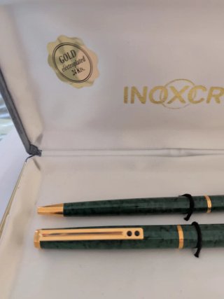 Set Bolígrafo y Pluma Inoxcrom Oro 24K