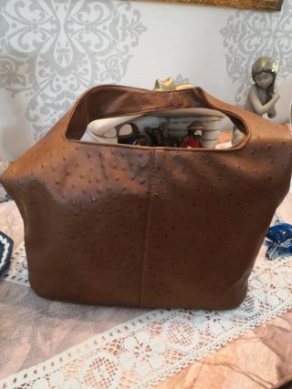 Autentica borsa vintage in pelle di struzzo Italia
