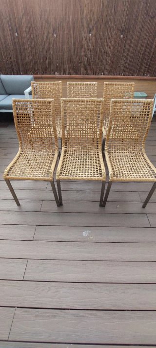 Conjunto 6 sillas ratán y acero