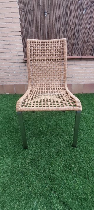 Conjunto 6 sillas ratán y acero